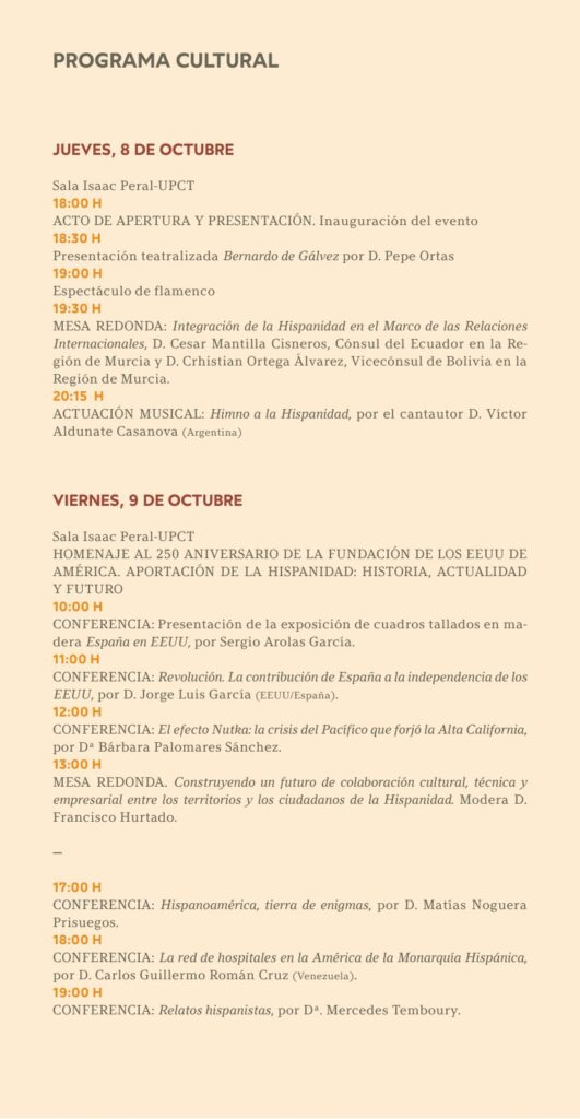 Programa Fiesta de la Hispanidad Cartagena 2026 - página 3 Programa Fiesta de la Hispanidad Cartagena 2026, página 3