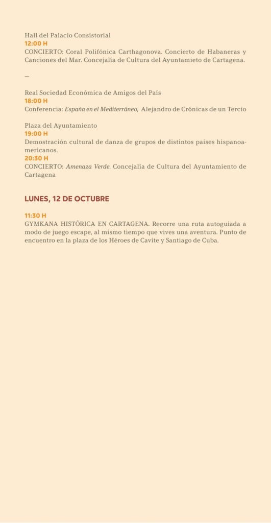 Programa Fiesta de la Hispanidad Cartagena 2026 - página 5 Programa Fiesta de la Hispanidad Cartagena 2026, página 5